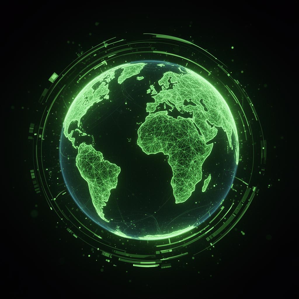 Futuristic glowing Earth visualization
